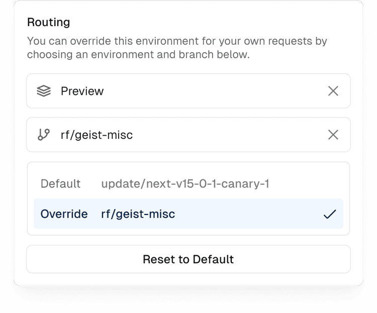 Override the environment that microfrontend requests are routed to.