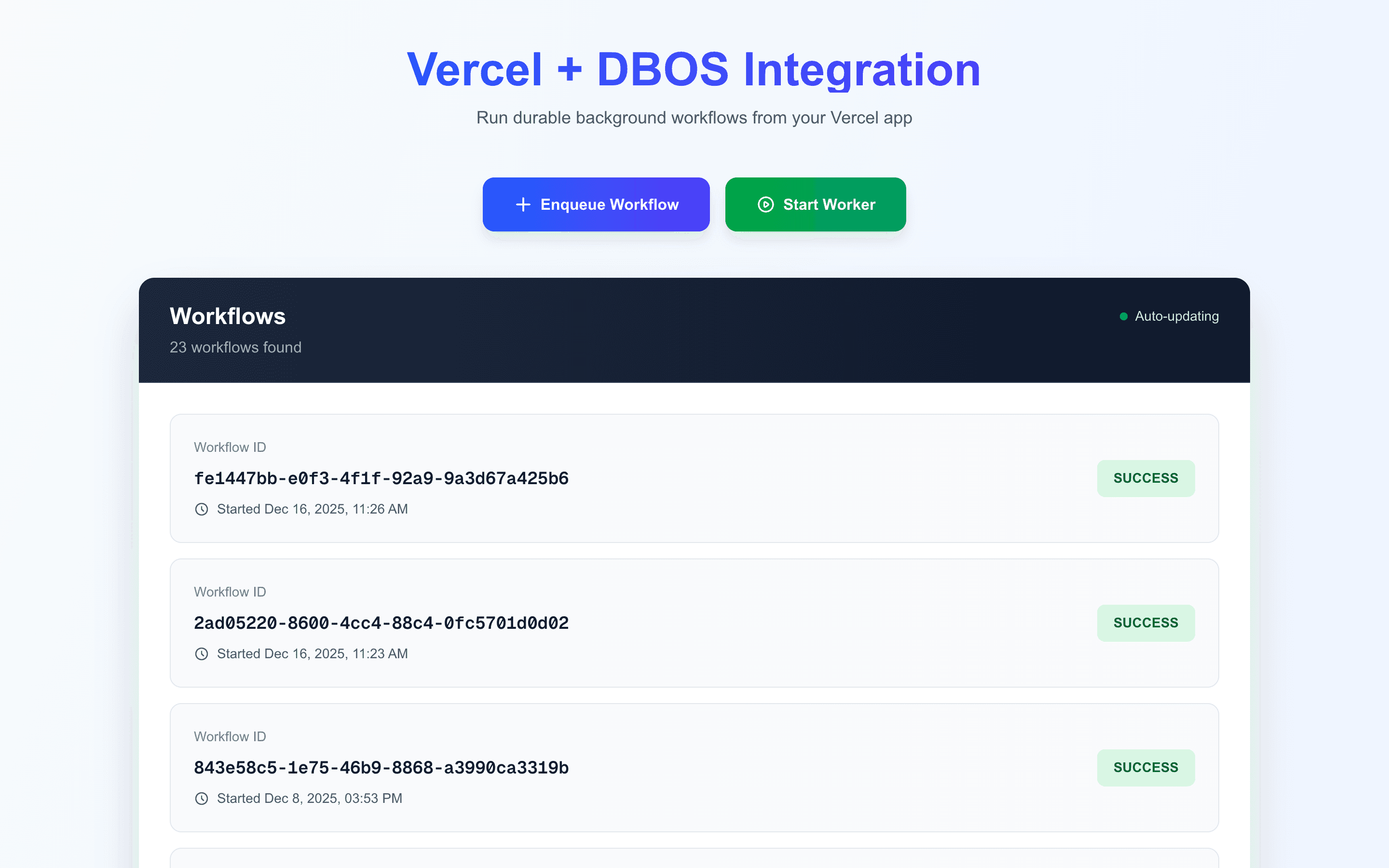 Vercel + DBOS Integration