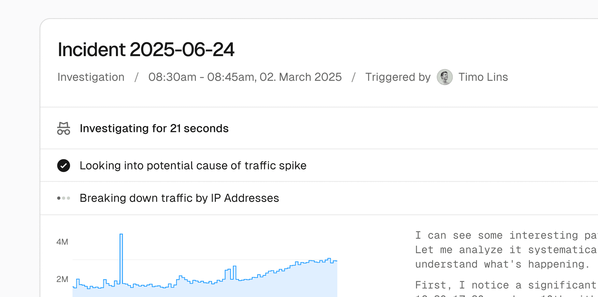 Insights appear contextually as detailed notebooks with no configuration required.